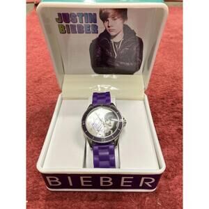 Justin Bieber-themed Collectable wristwatch, Vintage 2010 New Battery In Purple